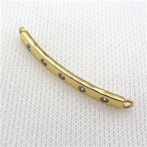 copper stick connector paved zircon, gold plated, approx 4-42mm [FN10028]