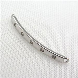 copper stick connector paved zircon, platinum plated, approx 4-42mm [FN10029]