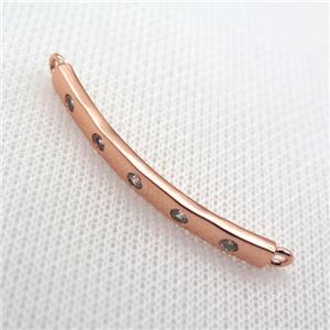 copper stick connector paved zircon, rose gold, approx 4-42mm [FN10030]