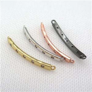 copper stick connector paved zircon, mix color, approx 4-42mm [FN10032]