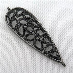 copper leaf connector paved zircon, black plated, approx 16-50mm [FN10035]