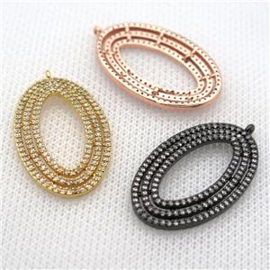 copper oval pendant paved zircon, mix color, approx 20-34mm [FN10047]