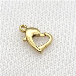 copper heart Lobster Clasp, gold plated, approx 11mm [FN10187]