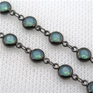green Zircon Chain, copper, black plated, approx 6mm dia [FN10191]