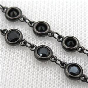 black Zircon Chain, copper, black plated, approx 6mm dia [FN10192]