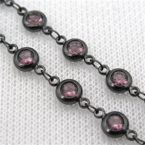 purple Zircon Chain, copper, black plated, approx 6mm dia [FN10198]