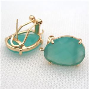 copper clip Earrings with crystal glass, gold plated, approx 15-20mm [FN10221]