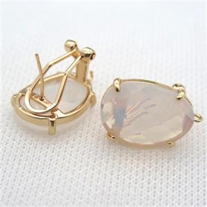 copper clip Earrings with crystal glass, gold plated, approx 15-20mm [FN10224]
