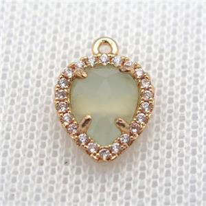 copper teardrop pendant pave zircon with crystal glass, gold plated, approx 11-14mm [FN10233]