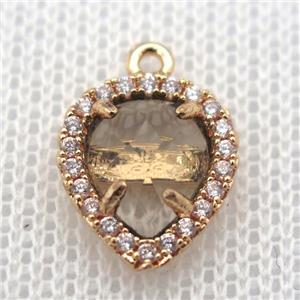 copper teardrop pendant pave zircon with crystal glass, gold plated, approx 11-14mm [FN10237]