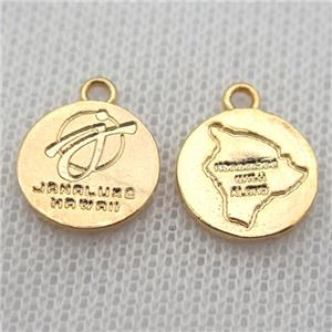 copper circle pendant, gold plated, approx 12mm dia [FN10254]
