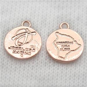 copper circle pendant, rose gold, approx 12mm dia [FN10255]