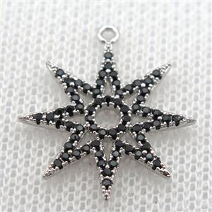 copper star pendant paved zircon, platinum plated, approx 20mm dia [FN10256]