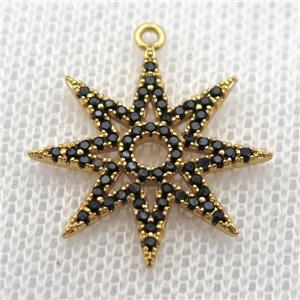 copper star pendant paved zircon, gold plated, approx 20mm dia [FN10257]