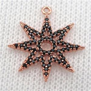 copper star pendant paved zircon, rose gold, approx 20mm dia [FN10258]