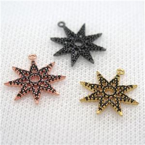 copper star pendant paved zircon, mix color, approx 20mm dia [FN10260]