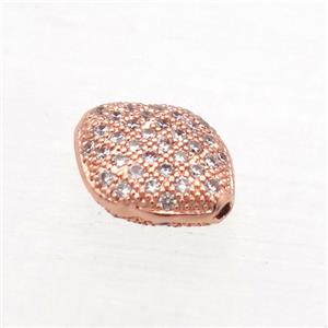 copper oval beads paved zircon, rose gold, approx 8x10mm [FN10282]