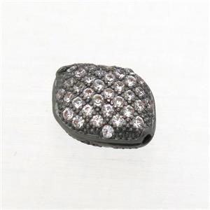 copper oval beads paved zircon, black plated, approx 8x10mm [FN10283]
