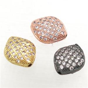 copper oval beads paved zircon, mix color, approx 8x10mm [FN10284]