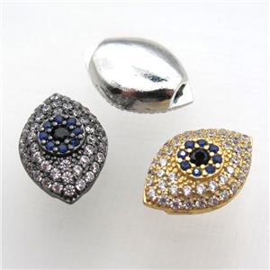 copper eye beads paved zircon, mixed color, approx 14-20mm [FN10288]