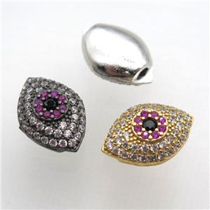 copper eye beads paved zircon, mix color, approx 14-20mm [FN10292]