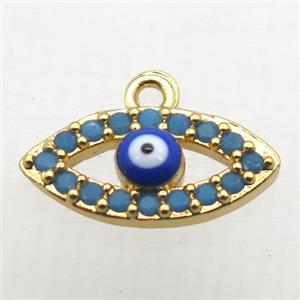 copper eye pendant paved zircon, turq, gold plated, approx 7-15mm [FN10305]