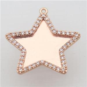 copper star pendant paved zircon, rose gold, approx 28mm dia [FN10317]