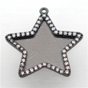 copper star pendant paved zircon, black plated, approx 28mm dia [FN10318]