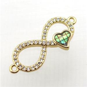 copper infinity connector paved zircon, gold plated, approx 11-22mm [FN10325]