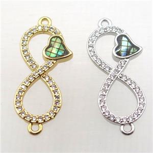 copper infinity connector paved zircon, mix color, approx 11-22mm [FN10326]