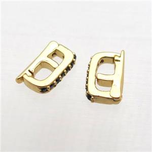 copper clip clasp paved zircon, gold plated, approx 5x8mm [FN10335]
