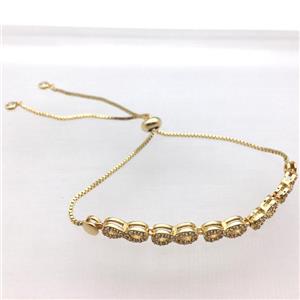 copper bracelet pave zircon, gold plated, approx 6mm [FN10378]