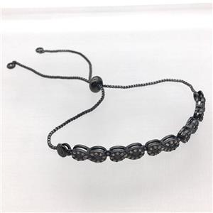 copper bracelet pave zircon, Adjustable, black plated, approx 6mm [FN10379]