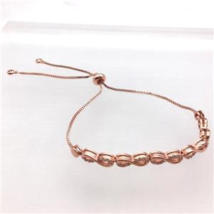 copper bracelet pave zircon, Adjustable, rose gold, approx 6mm [FN10382]