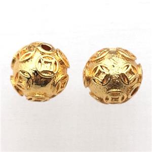 round copper beads, gold plated, approx 10mm dia [FN10424-10MM]