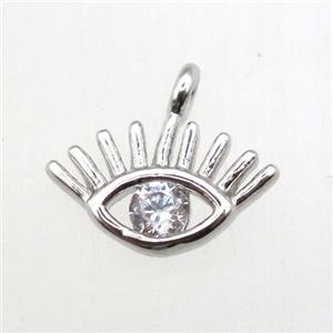 copper eye pendant pave zircon, platinum plated, approx 10mm [FN10426]