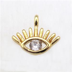 copper eye pendant pave zircon, gold plated, approx 10mm [FN10427]