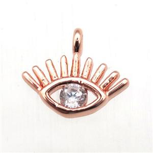 copper eye pendant pave zircon, rose gold, approx 10mm [FN10428]
