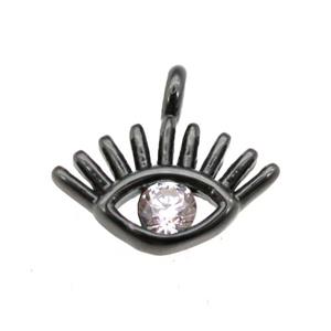copper eye pendant pave zircon, black plated, approx 10mm [FN10429]