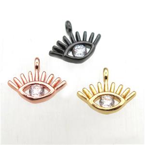 copper eye pendant pave zircon, mix color, approx 10mm [FN10430]