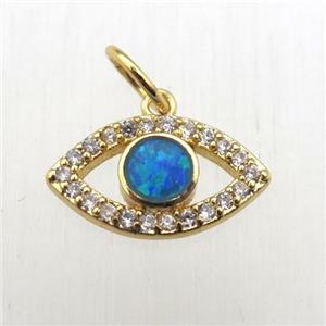 copper eye pendant pave zircon, gold plated, approx 8-14mm [FN10432]