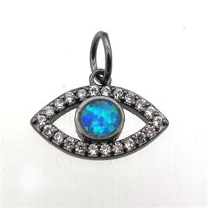copper eye pendant pave zircon, black plated, approx 8-14mm [FN10434]