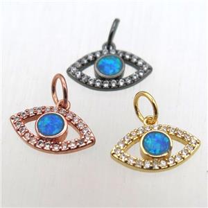 copper eye pendant pave zircon with fire opal, mixed color, approx 8-14mm [FN10435]