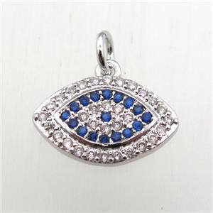 copper eye pendant pave zircon, platinum plated, approx 10-16mm [FN10436]