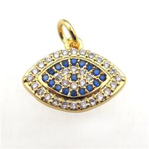 copper eye pendant pave zircon, gold plated, approx 10-16mm [FN10437]