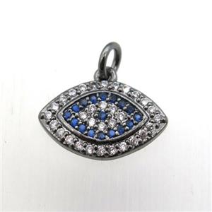 copper eye pendant pave zircon, black plated, approx 10-16mm [FN10439]