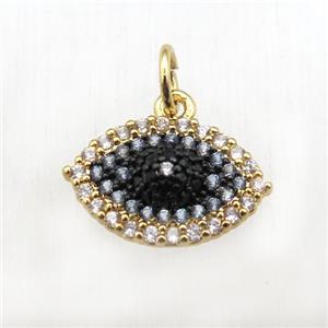 copper eye pendant pave zircon, gold plated, approx 8-14mm [FN10441]