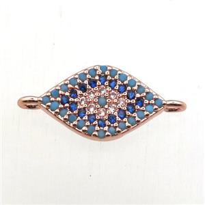 copper eye connector pave zircon, rose gold, approx 8-14mm [FN10463]