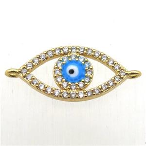 copper evil eye connector pave zircon, gold plated, approx 8-15mm [FN10466]
