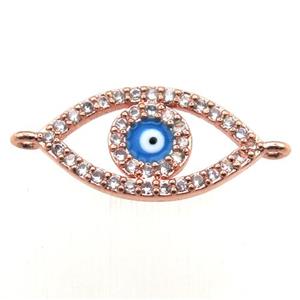 copper evil eye connector pave zircon, rose gold, approx 8-15mm [FN10467]
